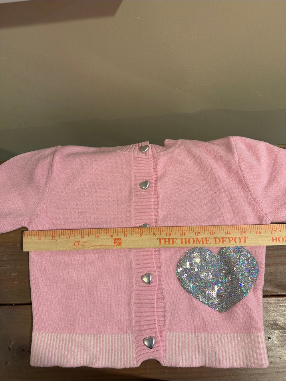 Girls Pink Heart Sequin Cardigan Sweater - Picture 5 of 6